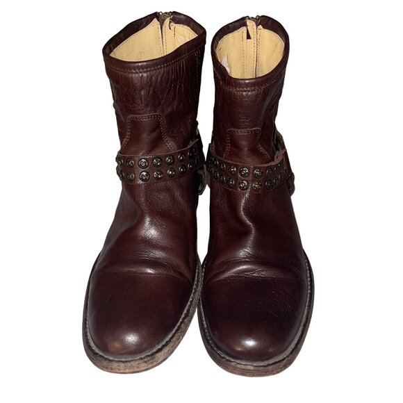 Fyre Womens Boots Size 9 Brown Phillip Harness Studded Ankle Leather Casual - Picture 2 of 15